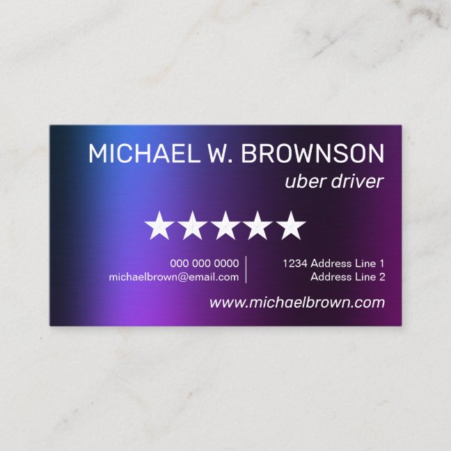 Purple Minimal Driver Business Card