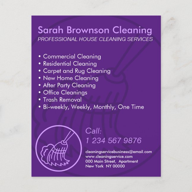 Purple Minimal Home Cleaning House Keeper Flyer