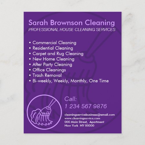 Purple Minimal Home Cleaning House Keeper Flyer
