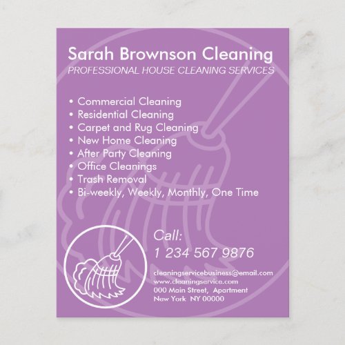 Purple Minimal Home Cleaning House Keeping Flyer