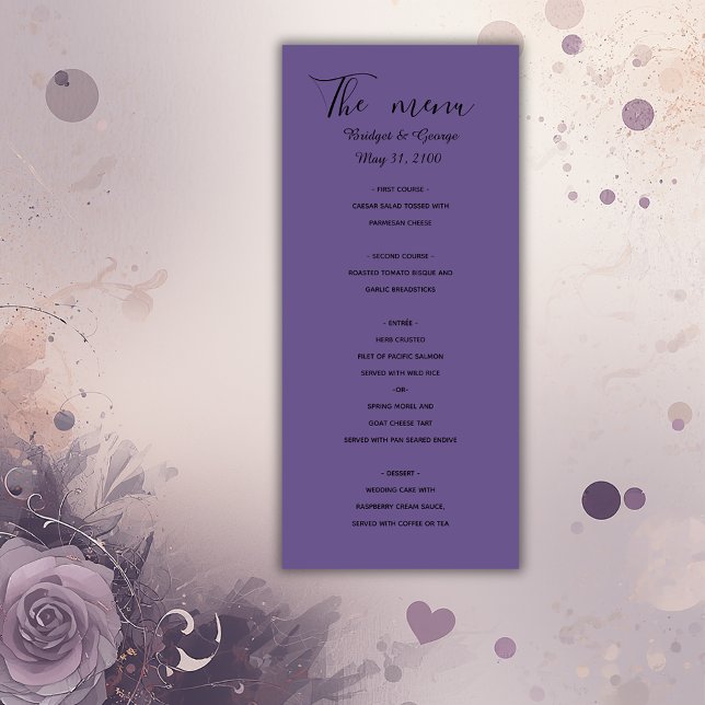 purple minimal modern wedding menus (Creator Uploaded)