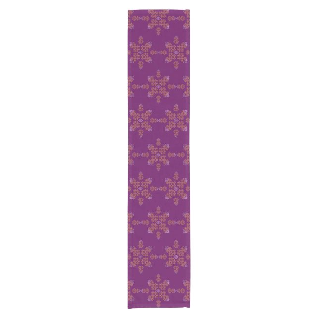 Purple Minimal South Indian Kolam Design Short Table Runner (Front)
