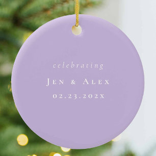 Purple Minimal Wedding Christmas Ornament
