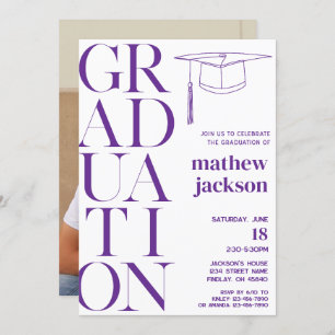 Purple Minimalist '24 Graduation Party Personalize Invitation