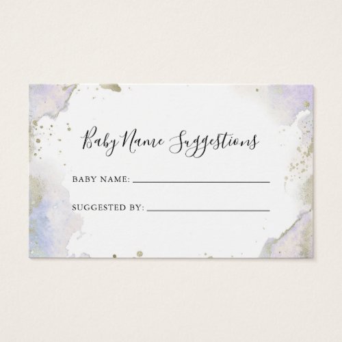 Purple Minimalist Baby Name Suggestions Card