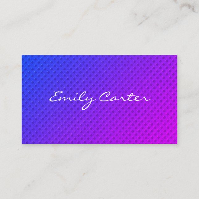 Purple Minimalist Blend Cursive Font Business Card (Front)