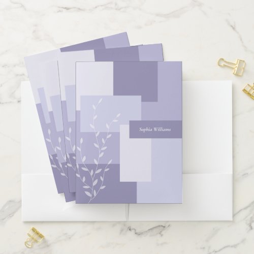 Purple Minimalist Botanical Pocket Folders