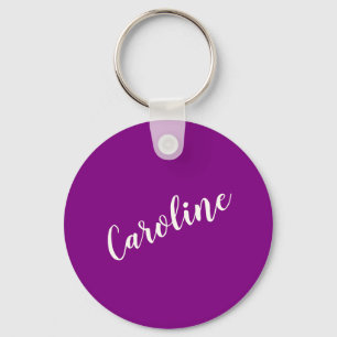 Purple Minimalist Calligraphy Personalized Name  Keychain