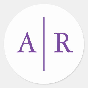 Purple Minimalist Elegant Envelope Seal, Wedding Classic Round Sticker