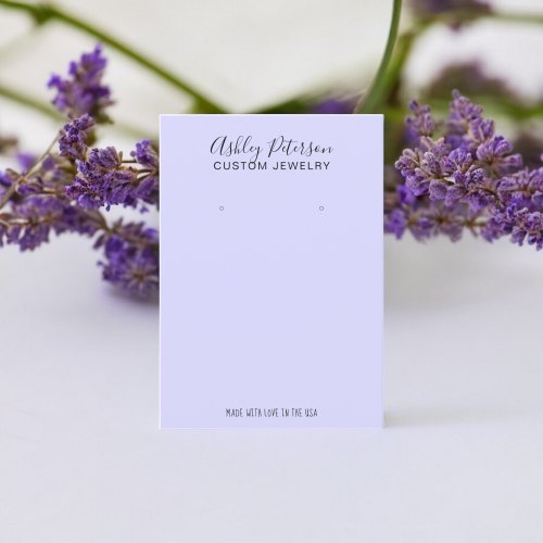 Purple minimalist elegant jewelry earring display business card