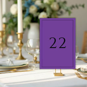 Purple Minimalist Elegant Wedding Table Number
