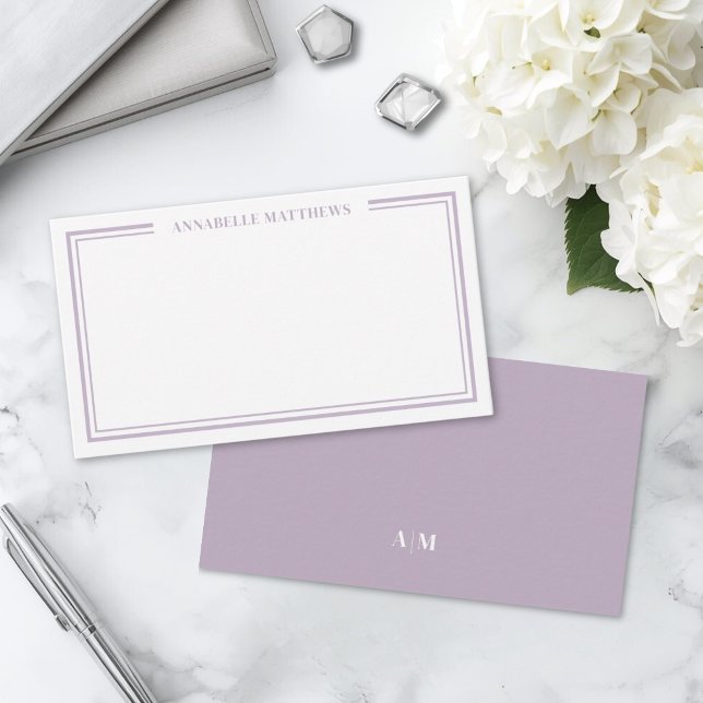 Purple Minimalist Initial Name Monogram Note Card (Purple Minimalist Initial Name Monogram Note Card)