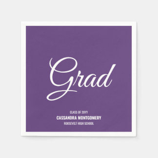 Purple Minimalist Modern Graduation Party Napkins