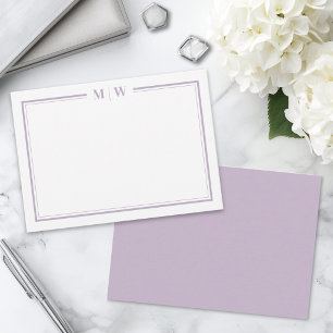 Purple Minimalist Monogram Note Card