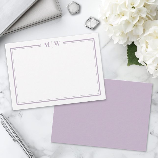 Purple Minimalist Monogram Note Card (Purple Minimalist Monogram Note Card)