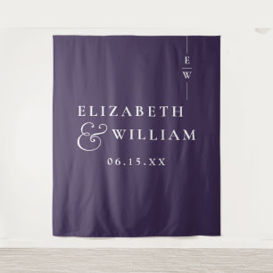 Purple Minimalist Monogram Wedding Photo Backdrop