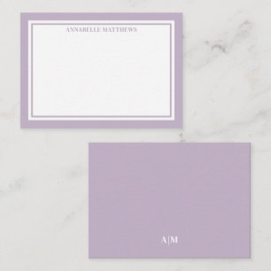Purple Minimalist Name Monogram Note Card