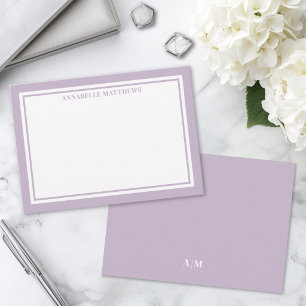 Purple Minimalist Name Monogram Note Card