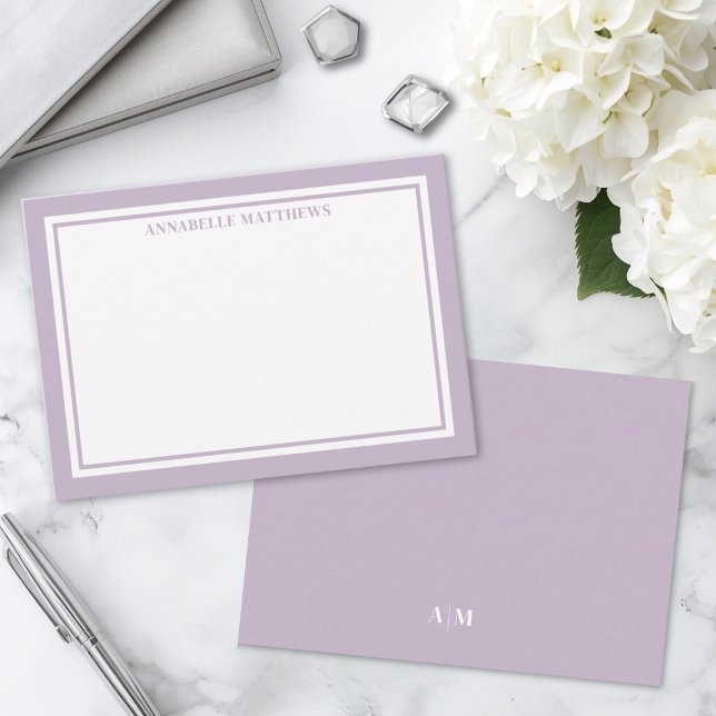 Purple Minimalist Name Monogram Note Card (Purple Minimalist Name Monogram Note Card)