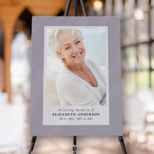 Purple Minimalist Photo Funeral Memorial Board