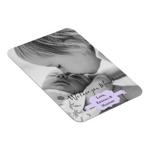 Purple Minimalist Photo Mothers Day Magnet