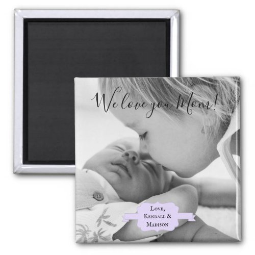 Purple Minimalist Photo Mothers Day Magnet