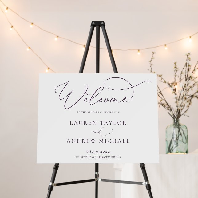 Purple Minimalist Rehearsal Dinner Foam Board (In Situ (Stand))