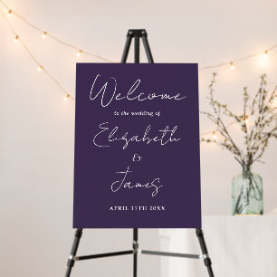 Purple Minimalist Script Wedding Welcome Sign