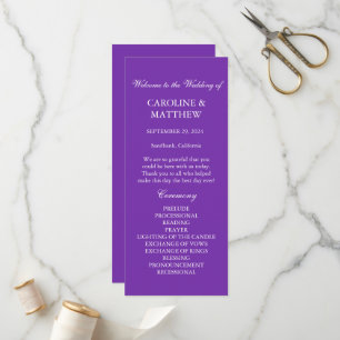 Purple Minimalist Simple Modern Elegant Wedding Program