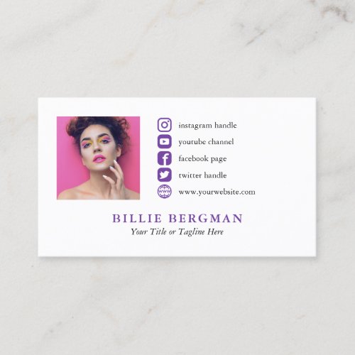 Purple Minimalist Social Media Profile Photo Business Card