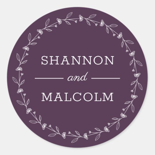 Purple Minimalist Wedding Envelope Seal