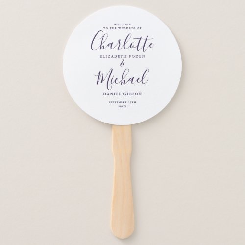 Purple Minimalist Wedding Program Hand Fan