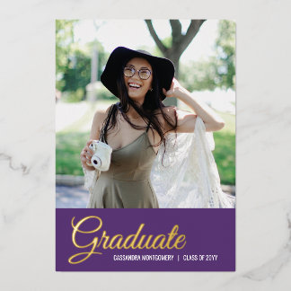 Purple Minimalistic Photo Graduation Announcement