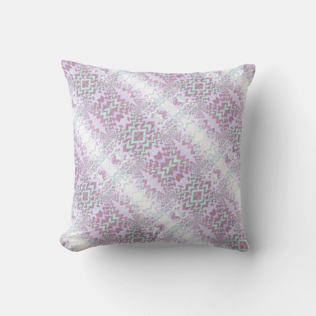 Purple Mint Diagonal Pattern Modern Throw Pillow (Front)