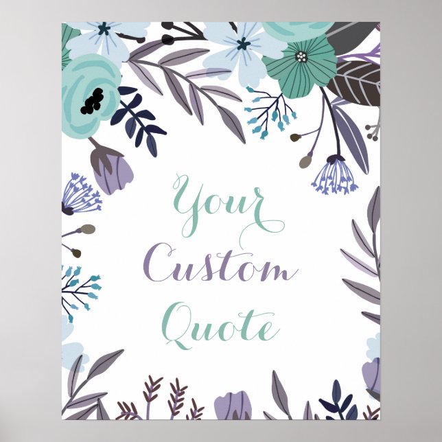 Purple mint floral Personalized quote art print (Front)