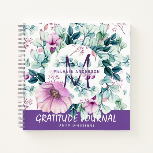 Purple Mint Flowers  Gratitude Blessing Journal