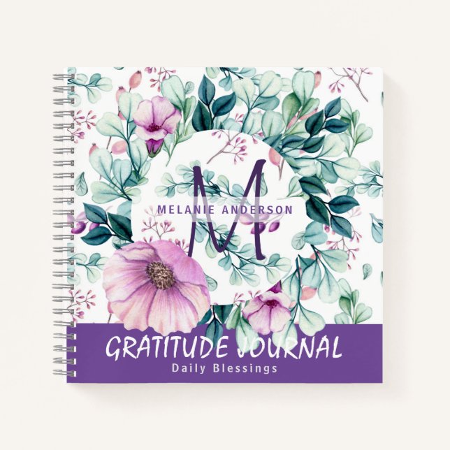 Purple Mint Flowers  Gratitude Blessing Journal (Front)