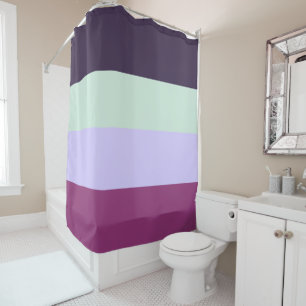 Purple, Mint Green & Magenta Stripes Pattern  Shower Curtain