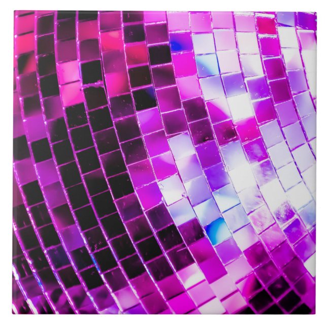 Purple Mirror Disco Ball Ceramic Tile (Front)