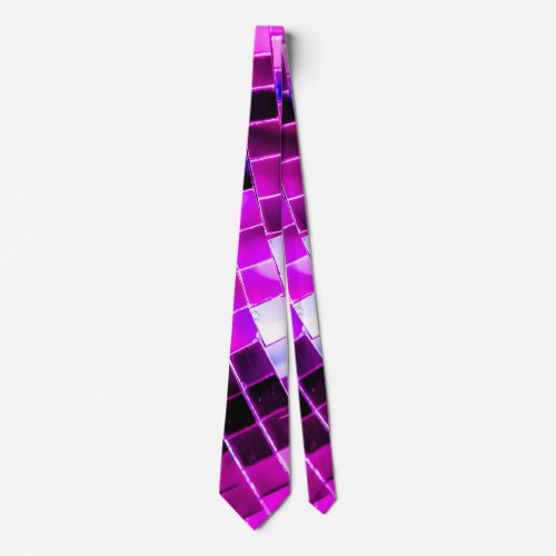 Purple Mirror Disco Ball Neck Tie