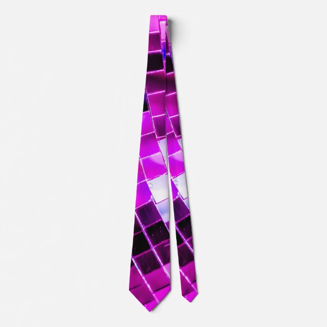 Purple Mirror Disco Ball Neck Tie (Front)