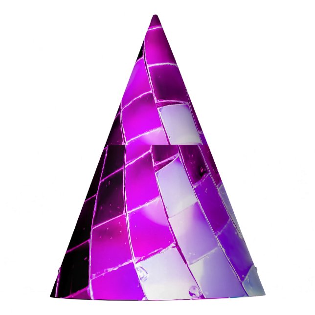 Purple Mirror Disco Ball Party Hat (Front)