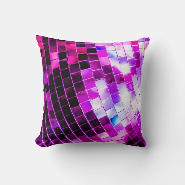 Purple Mirror Disco Ball Throw Pillow (Front)