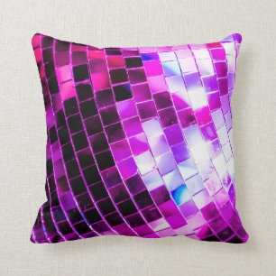 Purple Mirror Disco Ball Throw Pillow