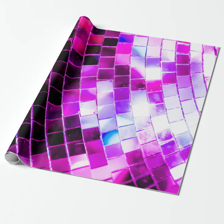 Purple Mirror Disco Ball Wrapping Paper Zazzle