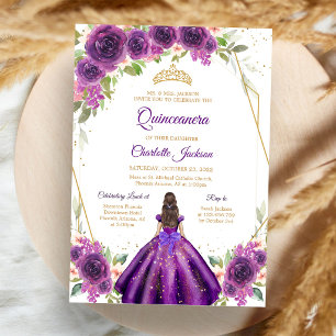 Purple Mis Quince Invitation, Lilac Quinceanera Invitation