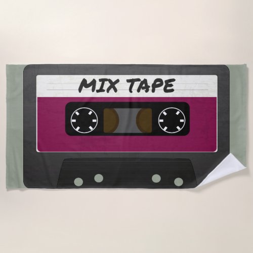 Purple Mix Tape _ 80s And 90s Retro Inspired Gift Beach Towel