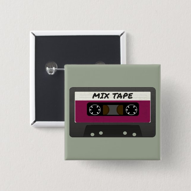 Purple Mix Tape - 80s And 90s Retro Inspired Gift Button (Front & Back)