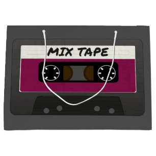 Purple Mix Tape - 80s And 90s Retro Inspired Gift Large Gift Bag