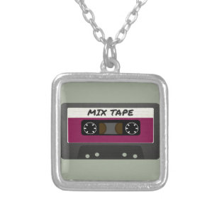 Purple Mix Tape - 80s And 90s Retro Inspired Gift Silver Plated Necklace
